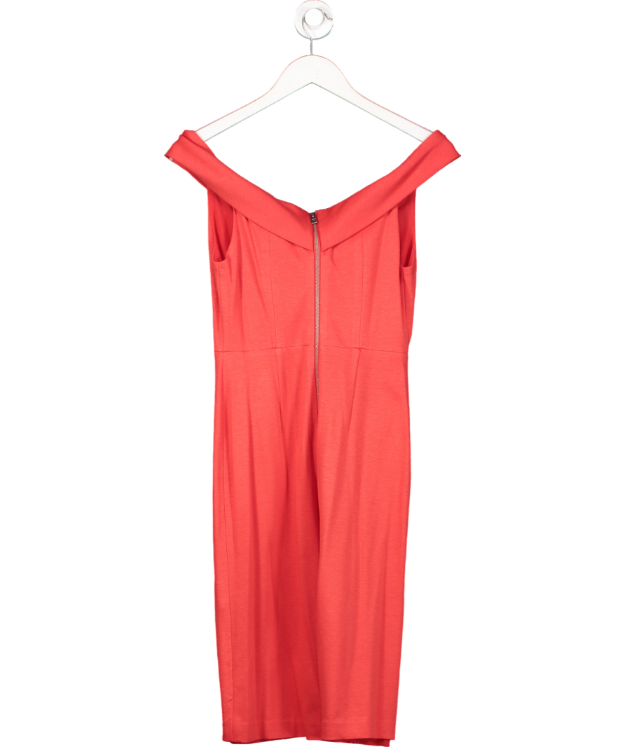 Alice + Olivia Red Poppy Off Shoulder Midi Dress UK 8