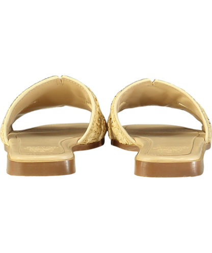 Holland Cooper Beige Naturl straw Monogram Slides UK 4 EU 37 👠