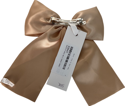 jlr Beige Satin Hair Bow Clip One Size