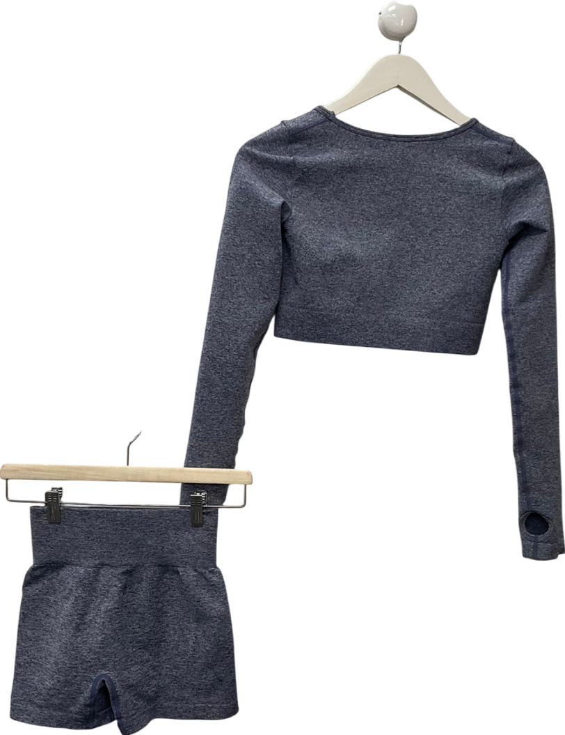 Bo + Tee Purple Long Sleeve Crop Top & High Waisted Shorts UK S