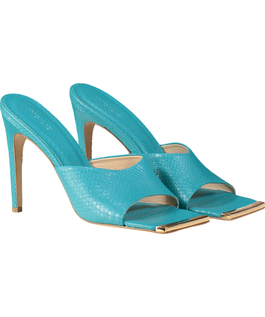 ingiliz Blue Kalina Lizard Embossed Leather Mules UK 6 EU 39 👠
