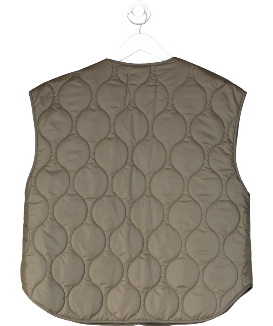 De Rococo Dark Olive Green Quilted Vest UK S