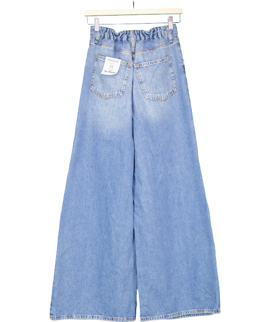 River Island Blue Palazzo Mid Rise Jean UK 8