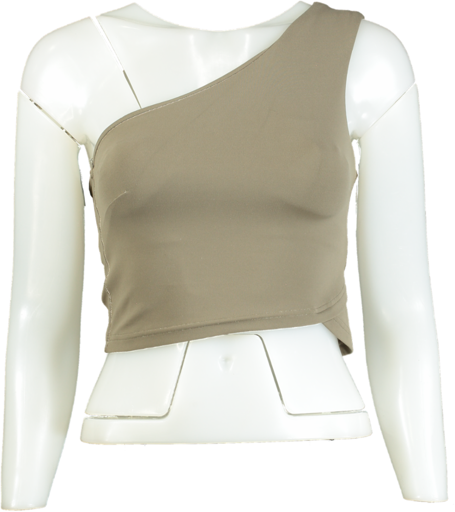 Lululemon Taupe One-Shoulder Crop Top UK S