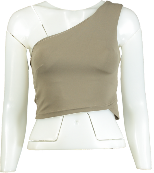 Lululemon Taupe One-Shoulder Crop Top UK S