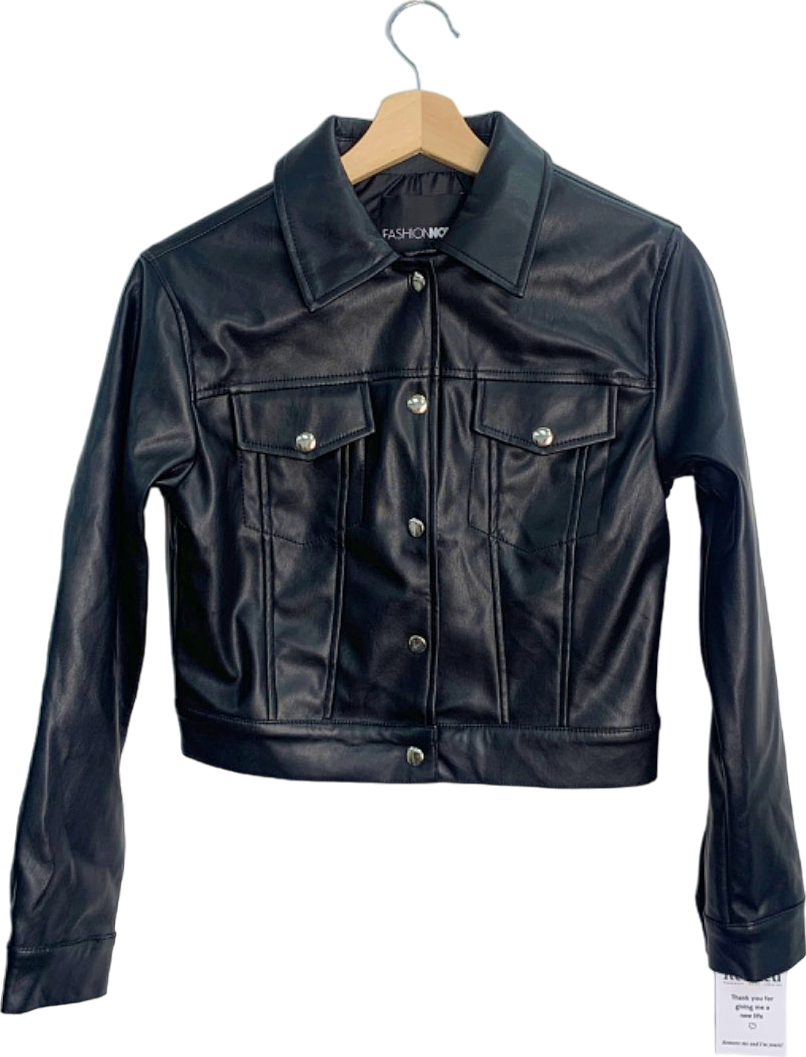 Fashion Nova Black Faux Leather Jacket XS