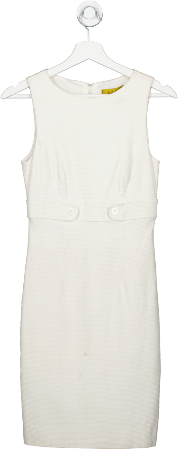Nicole Miller Cream Sleeveless Dress With Button Detailing UK 6