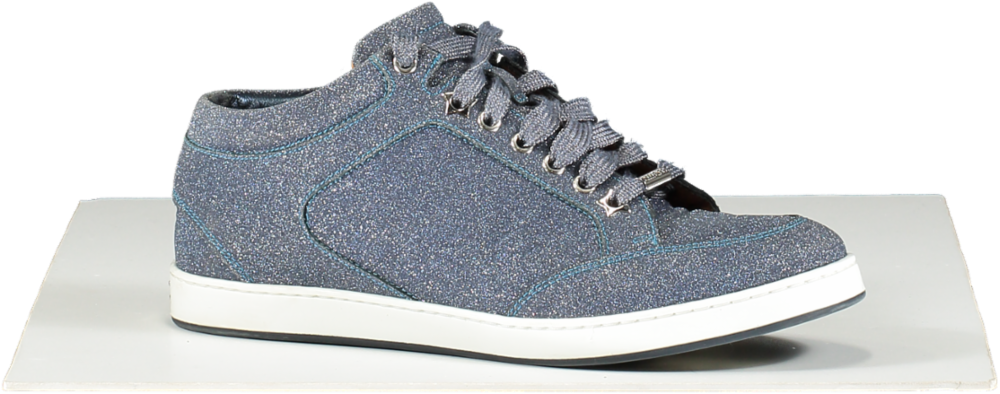 Jimmy Choo Blue Glitter High Top Trainers UK 5.5 EU 38.5 👠