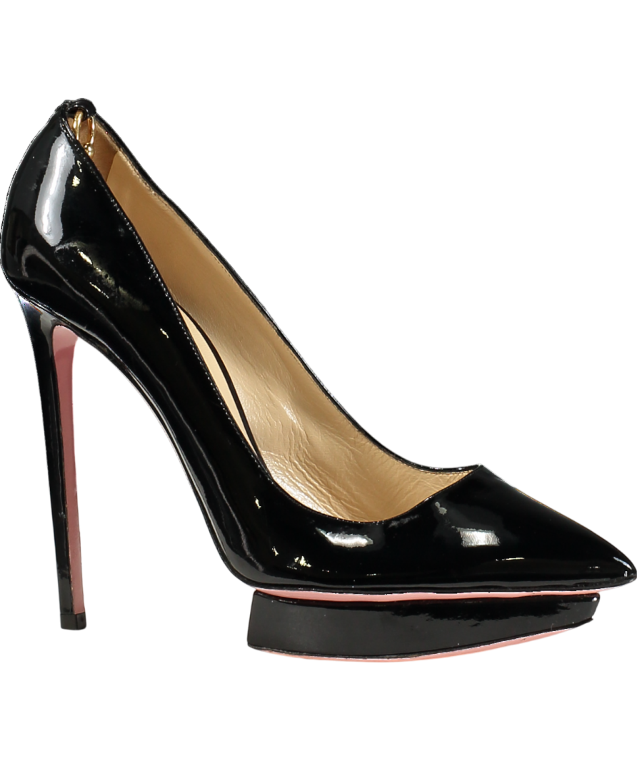 JF London Black Patent Leather Pointed Heels UK 6 EU 39 👠