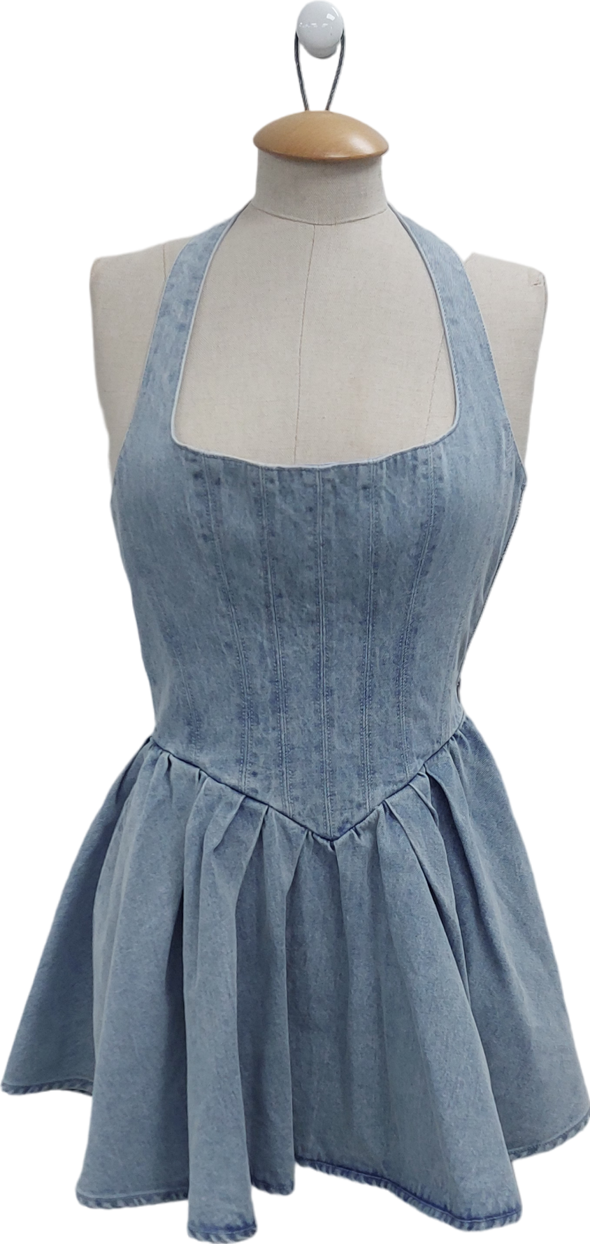 Oh Polly Blue Halter Denim Dress UK 10