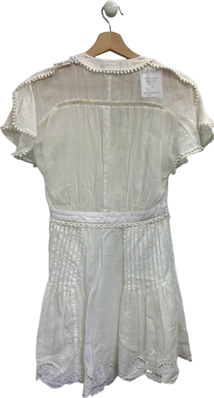 Reiss White Embroidered Summer Dress UK 4