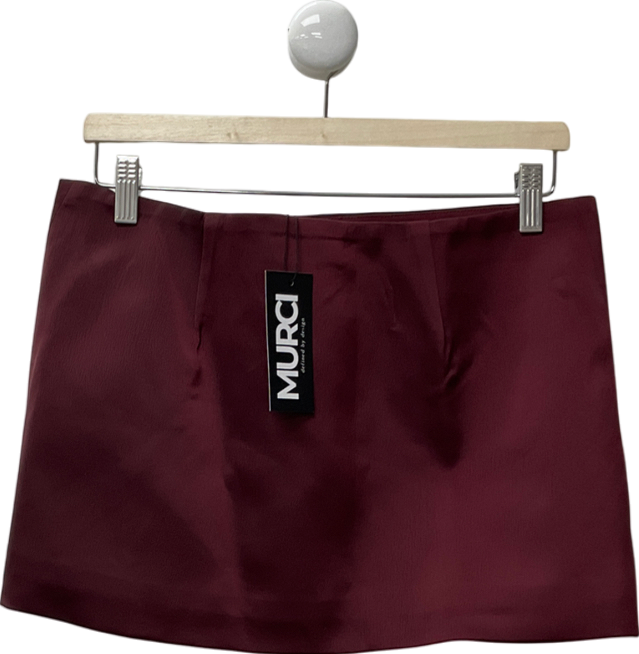 MURCI Purple Exclusive Satin Diamante Detail Thigh Split Mini Skirt UK 10