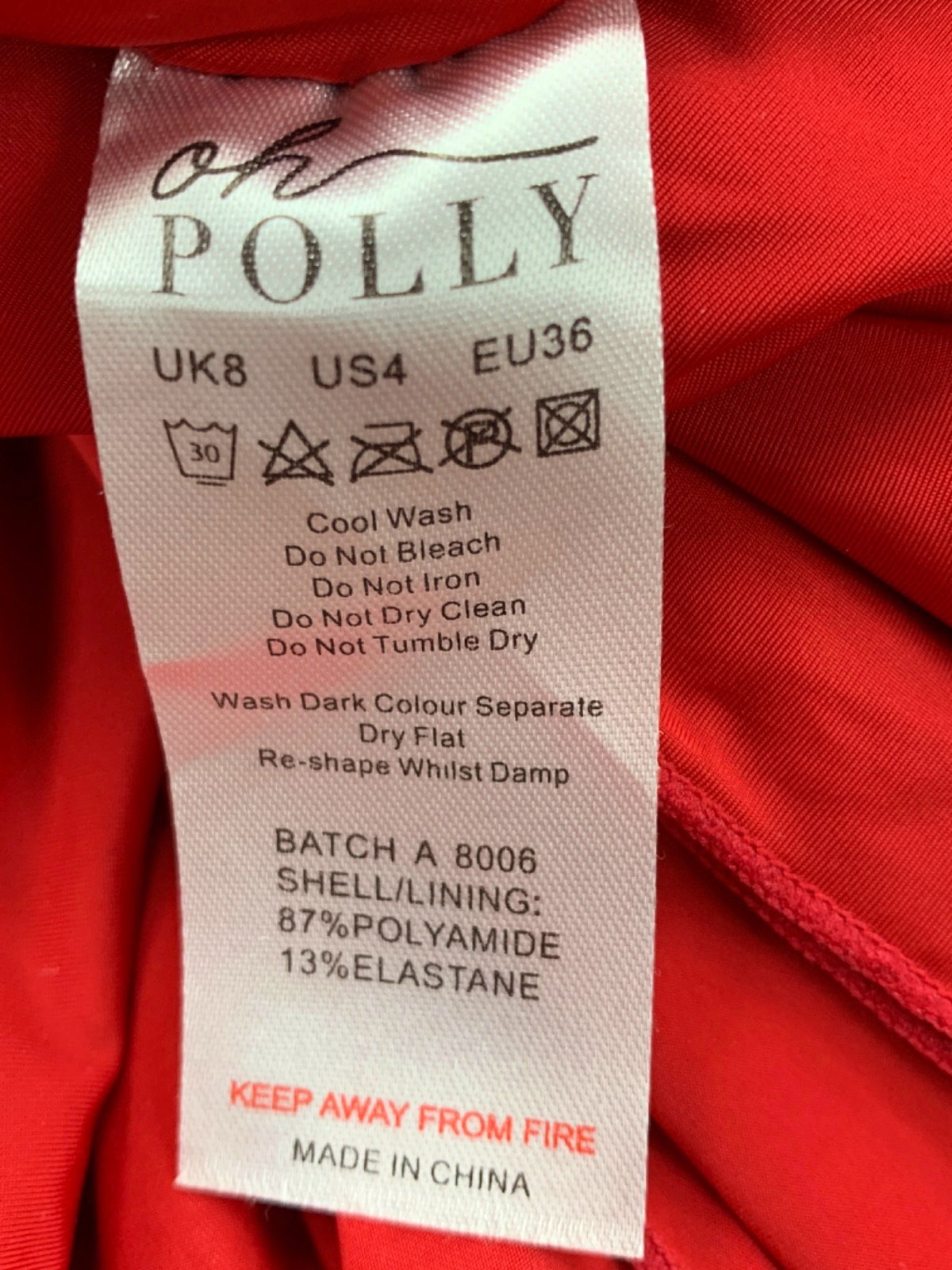 Oh Polly Red Heart Front Dress UK 8