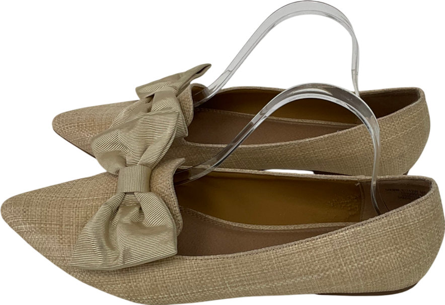 ASOS Beige Wide Fit Woven Pumps With Bow Detailn UK 9 EU 42 👠