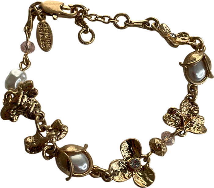 Oliver Bonas Metallic Celine Stone & Freshwater Pearl Chunky Chain Bracelet One Size