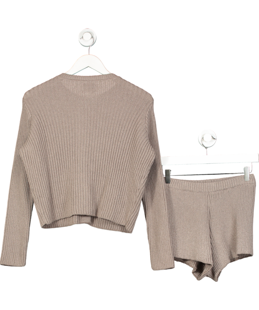 ASOS 2-piece Brown Neat Fit Knitted Cardigan and shorts set UK S