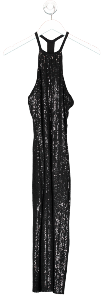 Superdry Black Sequin Halter Neck Midi Dress UK 8