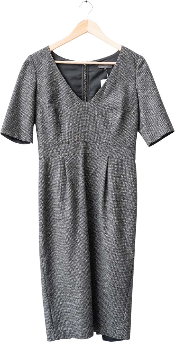 PIED A TERRE Grey Wool Blend Pencil Dress UK 10
