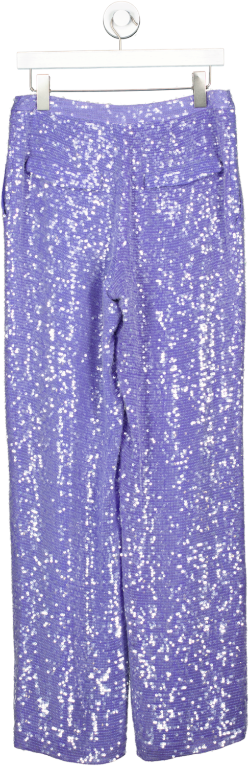 Lapointe Purple Sequin Pleated Trousers UK 10