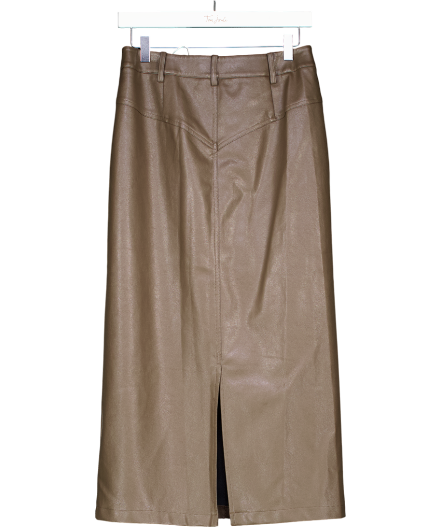 NA-KD Brown Mid Waist Midi Skirt UK 6