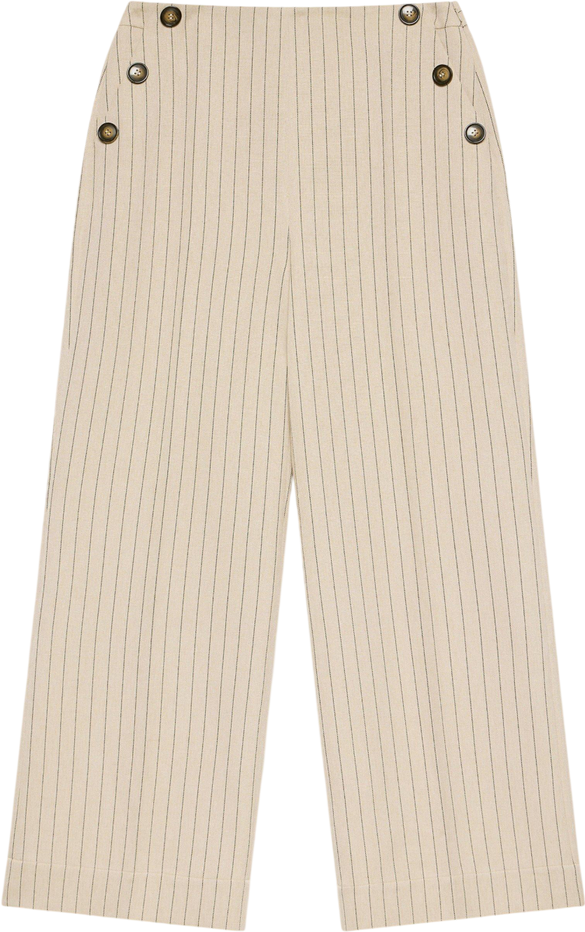 MINT VELVET 2-piece Beige Pinstripe Button Front Waistcoat Top &  Trouser Set UK 10