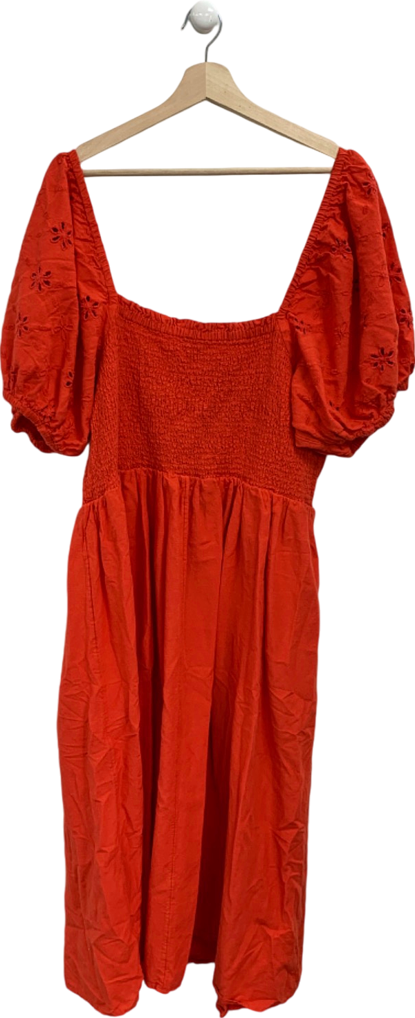 New Look Red Curve Smocked Off-Shoulder Dress UK 24