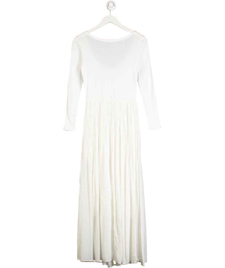 PLAN White Long Sleeve Scoop Back Maxi Dress UK S/M