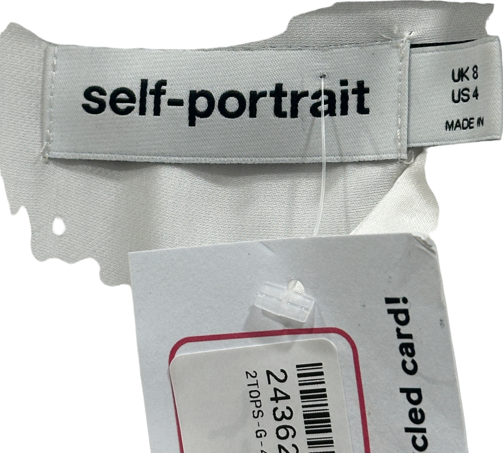 Self-Portrait White Embellished Blouse UK 8