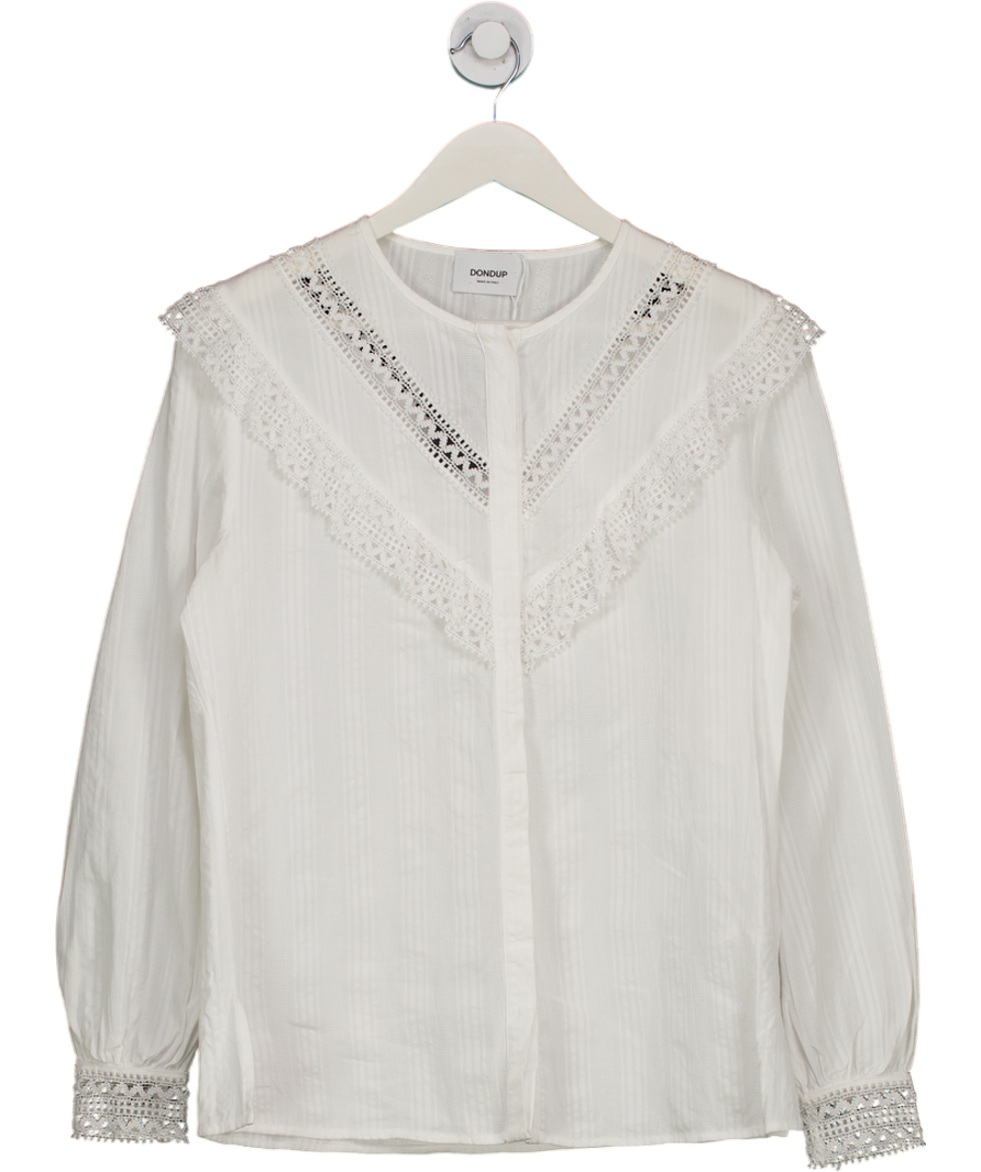 DONDUP White Shirt With A Decorative Ruffle It42 UK 10
