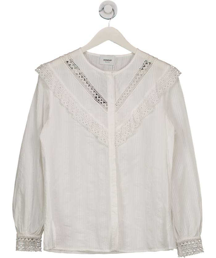 DONDUP White Shirt With A Decorative Ruffle It42 UK 10