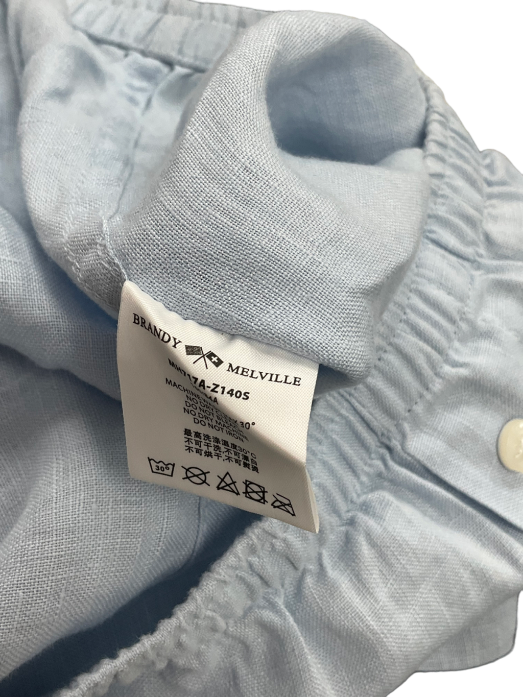 Brandy Melville Blue Linen Pyjamas Shorts one size