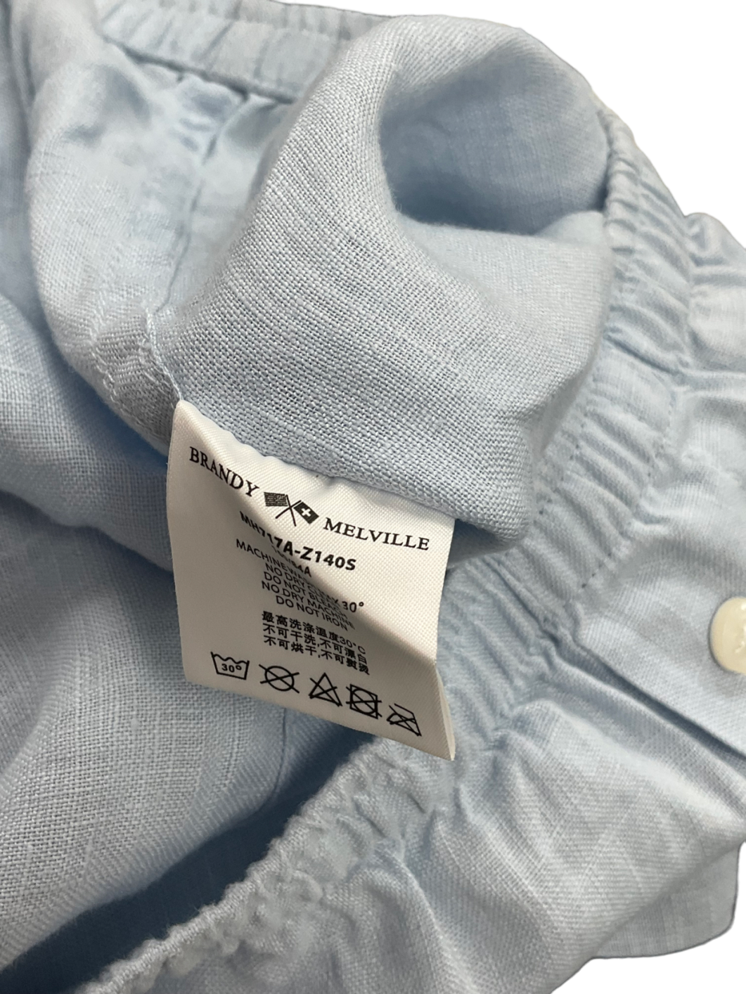 Brandy Melville Blue Linen Pyjamas Shorts one size