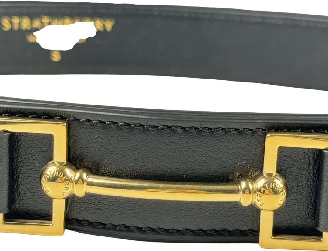 STRATHBERRY Black Leather Stockbridge Belt UK S