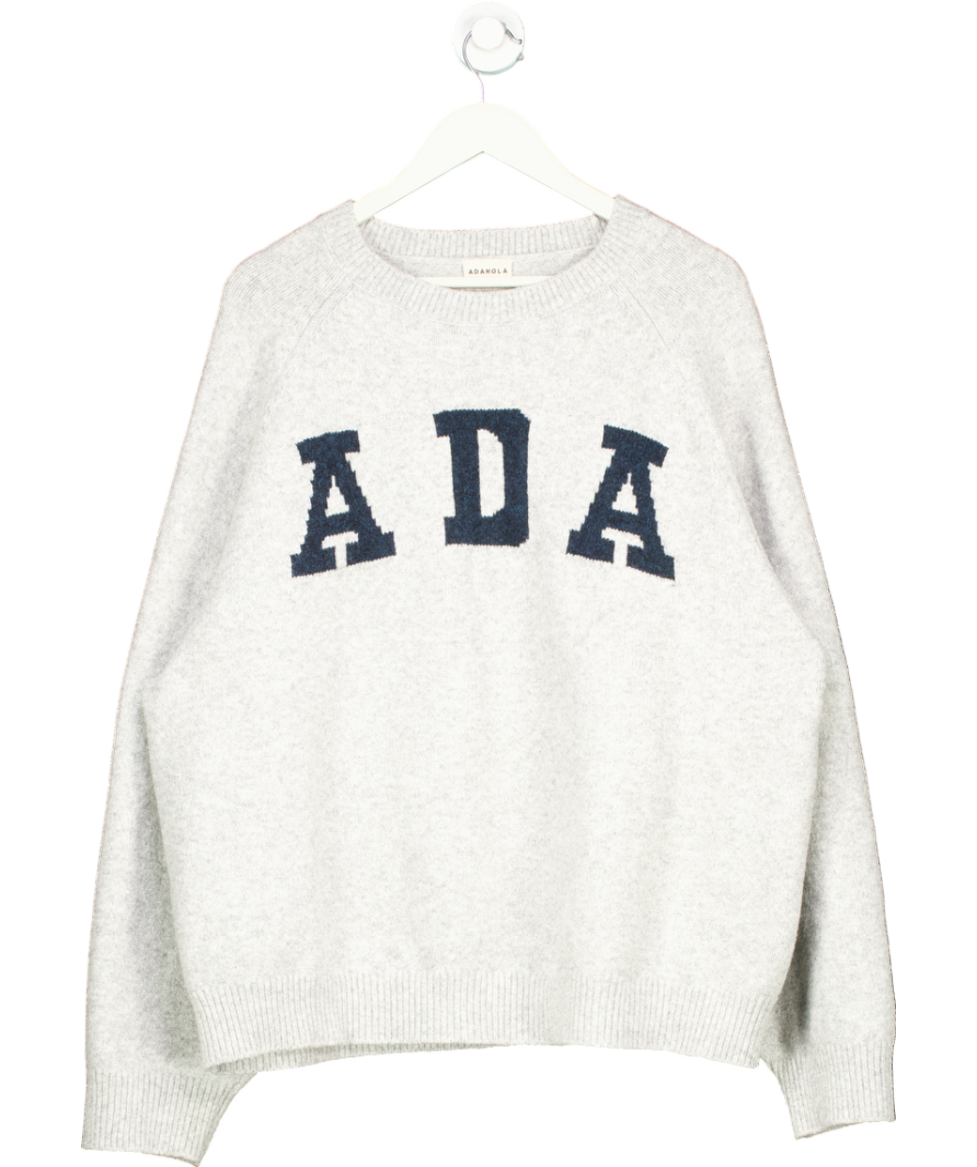Adanola Grey Ada Oversized Knitted Logo jumper  Sweatshirt UK XXL