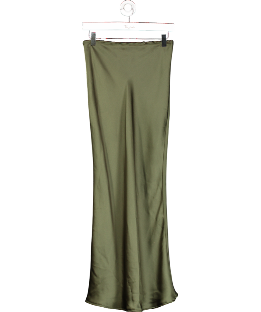 New Look Green Satin Midi Slip Skirt UK 8