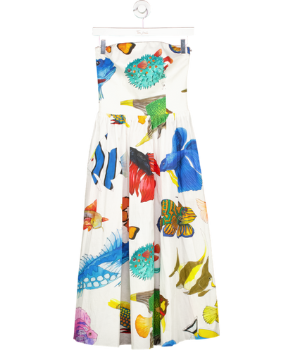 Stella Jean White Multicoloured Fish Print Dress UK 8