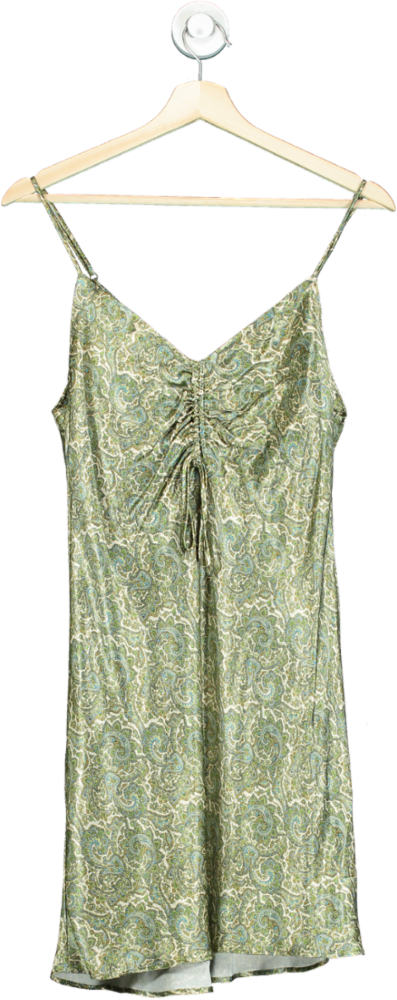 Zara Green Paisley V-Neck Sleeveless Dress UK S