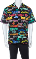 GUCCI Black / Multi Grafitti Logo Print Bowling Shirt Sz52 UK XL