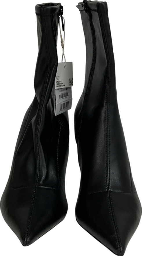 Stradivarius Heeled Ankle Boot In Shiny Black UK 7 EU 40 👠