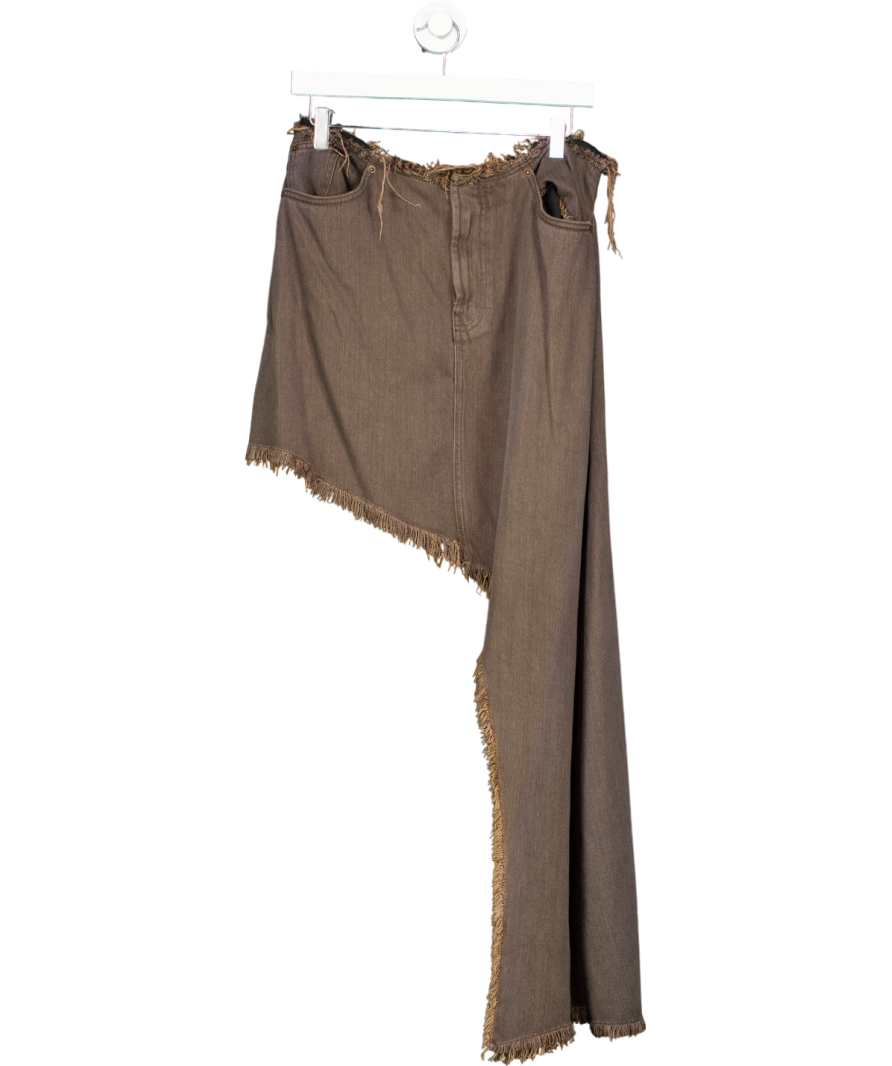 Topshop Brown Denim Asymmetric Skirt UK 10