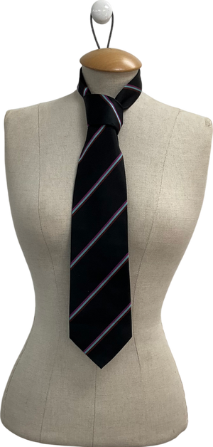 Black Silk Striped Tie One Size