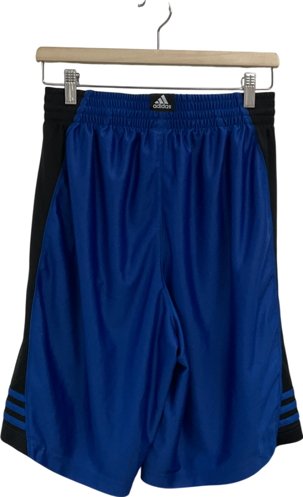 adidas Blue Front Panel Shorts With Black Side Panels UK M