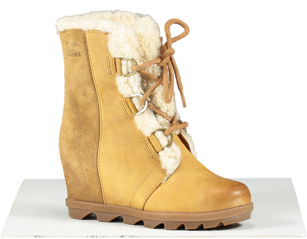 SOREL Beige L Joan Of Arctic Wedge Ii Shearling Boots UK 4.5 EU 37.5 👠
