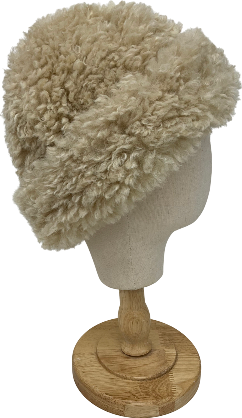 helen moore Cream Faux Sheepskin Sherpa Hat One Size
