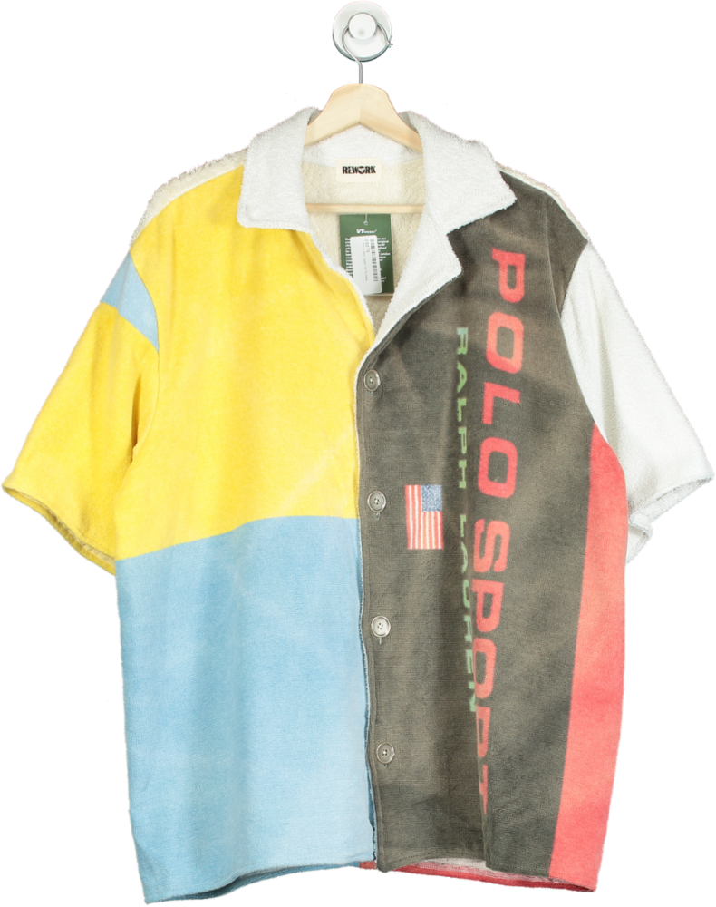 Polo Sport Vintage Threads Multicoloured Towelling Button Down UK XL