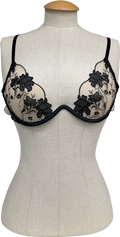 Bluebella Yvette Embroidered Sheer Bra Black UK 34C