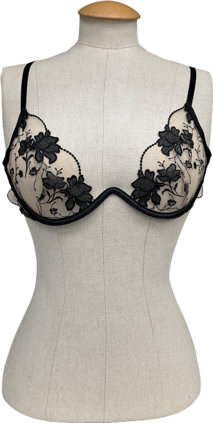 Bluebella Yvette Embroidered Sheer Bra Black UK 34C