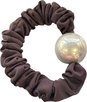 Silki. Chocolate Brown Oversized Pearl Hair Scrunchie