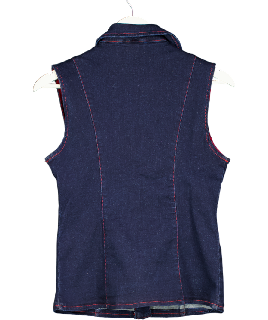 ASOS Blue Denim Fitted Waistcoat UK 8