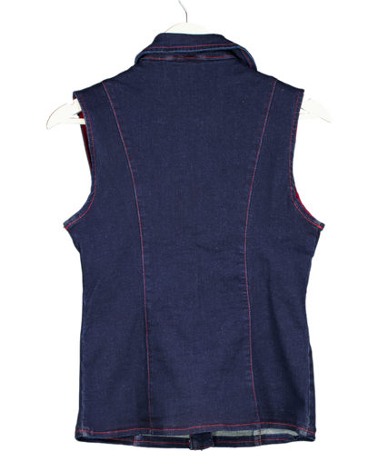 ASOS Blue Denim Fitted Waistcoat UK 8